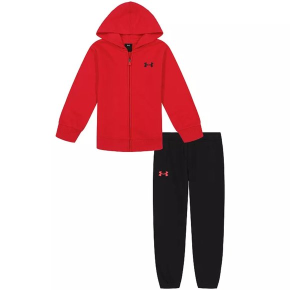 Boys Size 4 Under Armour Branded Zip-Up Hoodie 2-piece Set NWT